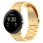 For Google Pixel Watch 2 Three Bead Stainless Steel Metal Watch Band(Gold) - 1