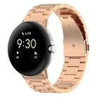 For Google Pixel Watch 2 Three Bead Stainless Steel Metal Watch Band(Rose Gold) - 1