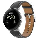 For Google Pixel Watch 2 Top Layer Leather Embossed Sewing Watch Band(Black) - 1