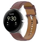 For Google Pixel Watch 2 Top Layer Leather Embossed Sewing Watch Band(Dark Brown) - 1