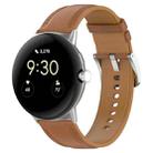 For Google Pixel Watch 2 Top Layer Leather Embossed Sewing Watch Band(Light Brown) - 1