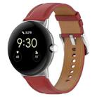 For Google Pixel Watch 2 Top Layer Leather Embossed Sewing Watch Band(Red) - 1