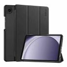 For Samsung Galaxy Tab A9 8.7 ENKAY Tri-fold Custer Texture Leather Smart Tablet Case(Black) - 1