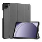 For Samsung Galaxy Tab A9 8.7 ENKAY Tri-fold Custer Texture Leather Smart Tablet Case(Grey) - 1