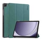 For Samsung Galaxy Tab A9+ 11.0 ENKAY Tri-fold Custer Texture Leather Smart Tablet Case(Dark Green) - 1