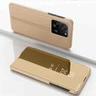 For Xiaomi 13T Pro Plated Mirror Horizontal Flip Leather Phone Case with Holder(Gold) - 1