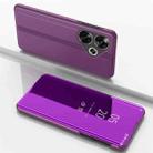 For Xiaomi Poco F6 Plated Mirror Horizontal Flip Leather Phone Case with Holder(Purple) - 1