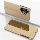 For Xiaomi Poco F6 Plated Mirror Horizontal Flip Leather Phone Case with Holder(Gold) - 1