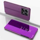 For Xiaomi 14T Pro Plated Mirror Horizontal Flip Leather Phone Case with Holder(Purple) - 1