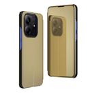 For Redmi Note 14 4G 163.25mm Plated Mirror Horizontal Flip Leather Phone Case with Holder(Gold) - 1