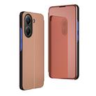 For Xiaomi  Poco X7 Pro Plated Mirror Horizontal Flip Leather Phone Case with Holder(Rose Gold) - 1