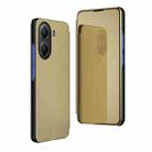For Xiaomi  Poco X7 Pro Plated Mirror Horizontal Flip Leather Phone Case with Holder(Gold) - 1