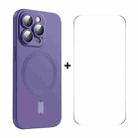 For iPhone 15 Pro Max ENKAY MagSafe Matte TPU Phone Case with Lens Film & Screen Glass Film(Purple) - 1