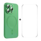 For iPhone 15 Pro ENKAY MagSafe Matte TPU Phone Case with Lens Film & Screen Glass Film(Green) - 1