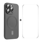 For iPhone 15 Pro ENKAY MagSafe Matte TPU Phone Case with Lens Film & Screen Glass Film(Dark Grey) - 1