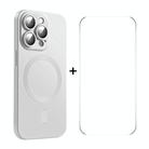 For iPhone 15 Pro ENKAY MagSafe Matte TPU Phone Case with Lens Film & Screen Glass Film(Silver) - 1