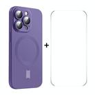 For iPhone 15 Pro ENKAY MagSafe Matte TPU Phone Case with Lens Film & Screen Glass Film(Purple) - 1