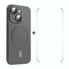 For iPhone 15 Plus ENKAY MagSafe Matte TPU Phone Case with Lens Film & Screen Glass Film(Dark Grey) - 1