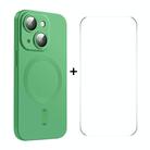 For iPhone 15 ENKAY MagSafe Matte TPU Phone Case with Lens Film & Screen Glass Film(Green) - 1