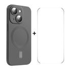 For iPhone 15 ENKAY MagSafe Matte TPU Phone Case with Lens Film & Screen Glass Film(Dark Grey) - 1