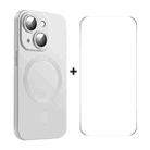 For iPhone 15 ENKAY MagSafe Matte TPU Phone Case with Lens Film & Screen Glass Film(Silver) - 1