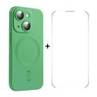 For iPhone 14 Plus ENKAY MagSafe Matte TPU Phone Case with Lens Film & Screen Glass Film(Green) - 1