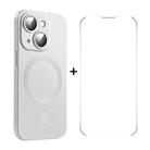 For iPhone 14 Plus ENKAY MagSafe Matte TPU Phone Case with Lens Film & Screen Glass Film(Silver) - 1