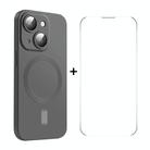 For iPhone 14 ENKAY MagSafe Matte TPU Phone Case with Lens Film & Screen Glass Film(Dark Grey) - 1