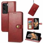For vivo S17 Retro Solid Color Buckle Leather Phone Case(Red) - 1