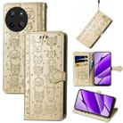 For Realme 11 4G Global Cat and Dog Embossed Leather Phone Case(Gold) - 1