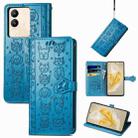 For vivo V29e / Y200 Cat and Dog Embossed Leather Phone Case(Blue) - 1