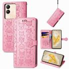 For vivo V29e / Y200 Cat and Dog Embossed Leather Phone Case(Pink) - 1