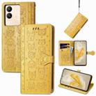 For vivo V29e / Y200 Cat and Dog Embossed Leather Phone Case(Yellow) - 1