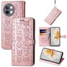 For vivo S18e Cat and Dog Embossed Leather Phone Case(Rose Gold) - 1