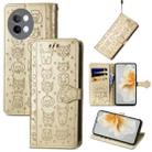 For vivo S18e Cat and Dog Embossed Leather Phone Case(Gold) - 1