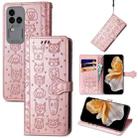 For vivo S18 Pro Cat and Dog Embossed Leather Phone Case(Rose Gold) - 1