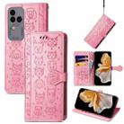 For vivo S18 Pro Cat and Dog Embossed Leather Phone Case(Pink) - 1