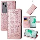 For vivo S18 Cat and Dog Embossed Leather Phone Case(Rose Gold) - 1