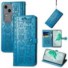 For vivo S18 Cat and Dog Embossed Leather Phone Case(Blue) - 1