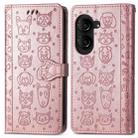 For ASUS Zenfone 10 Cat and Dog Embossed Leather Phone Case(Rose Gold) - 2