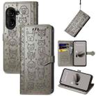 For ASUS Zenfone 10 Cat and Dog Embossed Leather Phone Case(Grey) - 1