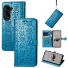 For ASUS Zenfone 10 Cat and Dog Embossed Leather Phone Case(Blue) - 1