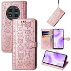 For Ulefone Note 15 Cat and Dog Embossed Leather Phone Case(Rose Gold) - 1