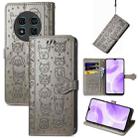 For Ulefone Note 15 Cat and Dog Embossed Leather Phone Case(Grey) - 1