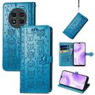 For Ulefone Note 15 Cat and Dog Embossed Leather Phone Case(Blue) - 1