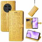 For Ulefone Note 15 Cat and Dog Embossed Leather Phone Case(Yellow) - 1