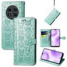 For Ulefone Note 15 Cat and Dog Embossed Leather Phone Case(Green) - 1
