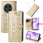 For Ulefone Note 15 Cat and Dog Embossed Leather Phone Case(Gold) - 1