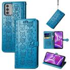 For Nokia G42 Cat and Dog Embossed Leather Phone Case(Blue) - 1