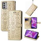 For Nokia G42 Cat and Dog Embossed Leather Phone Case(Gold) - 1